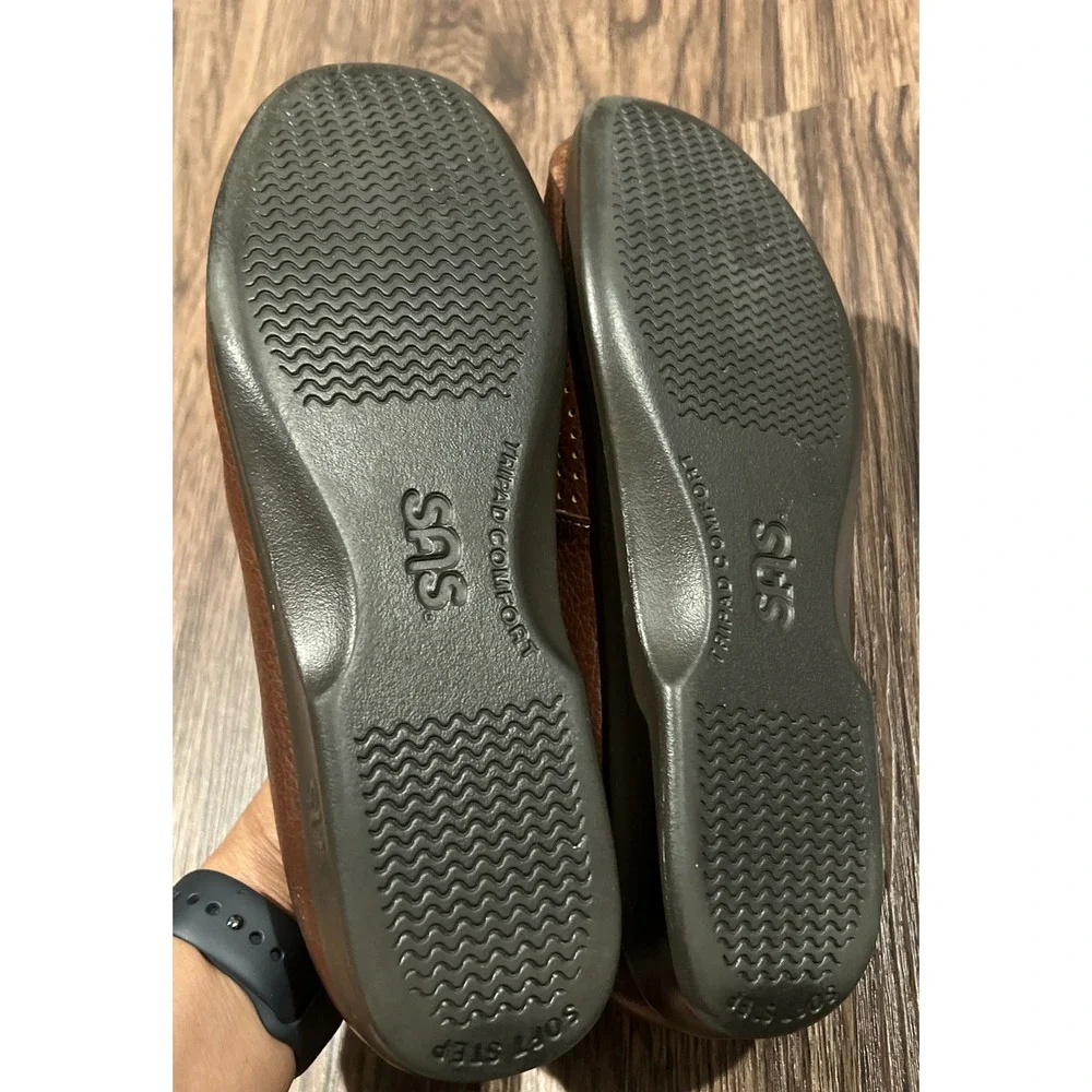 SAS Soft Step Shoes Womens Brown 9S Leather Tripad Comfort Made in USA Slip On